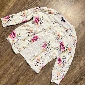 Floral Cardigan, Women Top 3/4 Quarter Sleeve Top